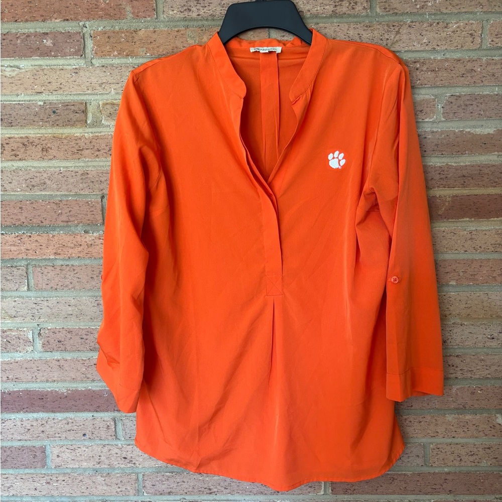 Women’s UG Apparel CLEMSON TIGERS Blouse Size Small Roll Tab Sleeve Orange S